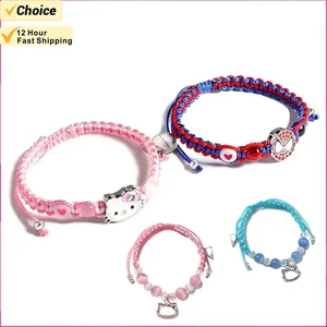 Hello Kitty Örgülü Bilezik, çiftler, Bff, Dostluk Bilezikler, Manyetik Bilezik Eşleştirme Günümüze, karikatür fan, set başına 2 adet 8 en çok satan, bilezik, çocuk seti no. 6