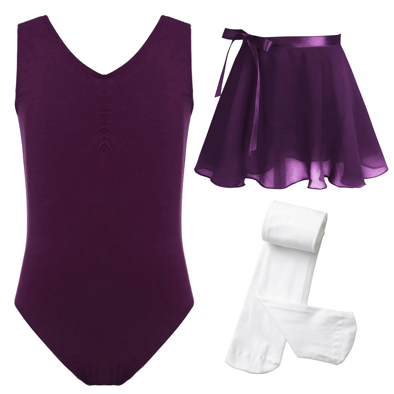 

Buttery Soft Ballet Leotard for Girls with Flowy Chiffon Skirt And Attached Pantyhose Perfect for Dance Class And Recitals