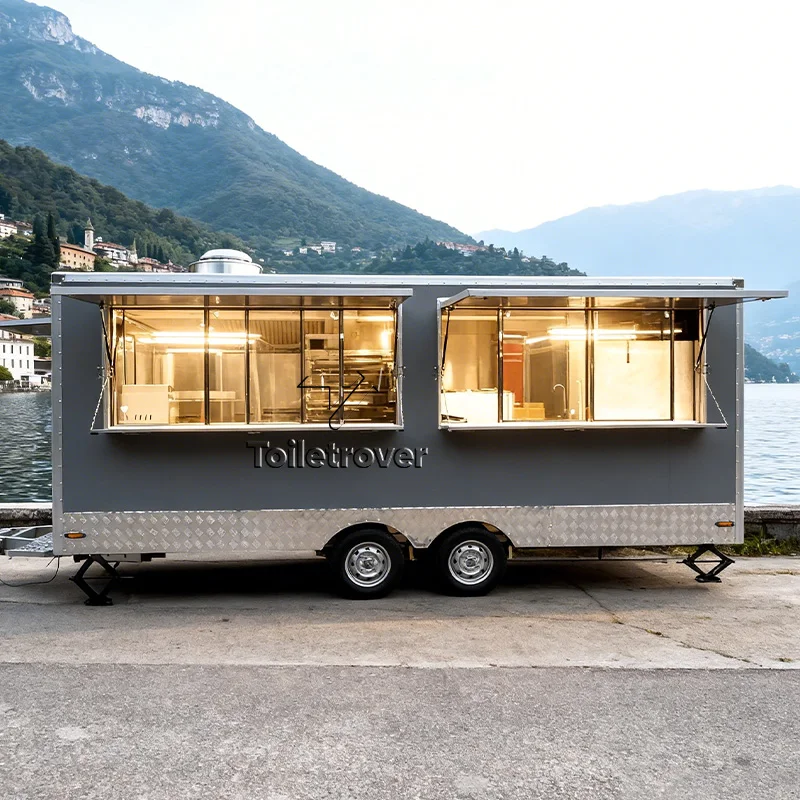 Street Mobile Food Truck Towable Food Trailer Stainless Steel Frame Rust Resistant Horse Trailer Food Truck with Fully Equipped