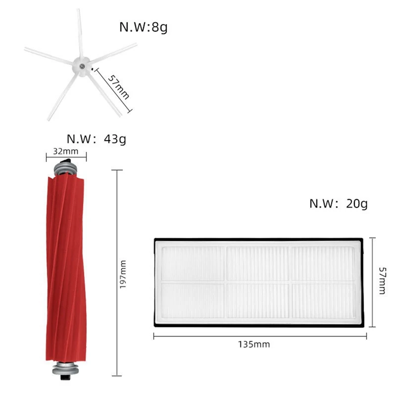 Kit de accesorios para Robot aspirador Roborock S7, S7 Plus, T7S, T7S Plus, G10, cepillo lateral principal, almohadillas para mopa, filtros Hepa