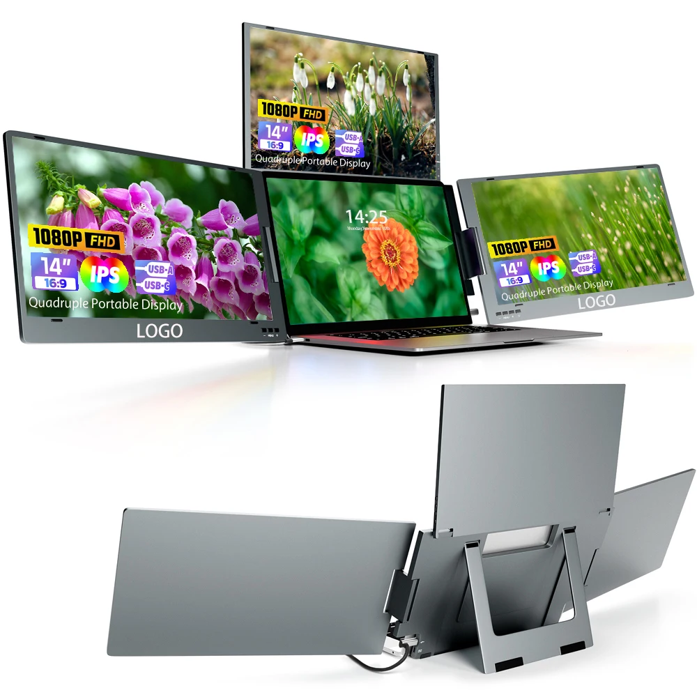 

14-inch Triple-screen Laptop With Four-screen Expansion Display - Highly Suitable For Creative Work And Video Viewing