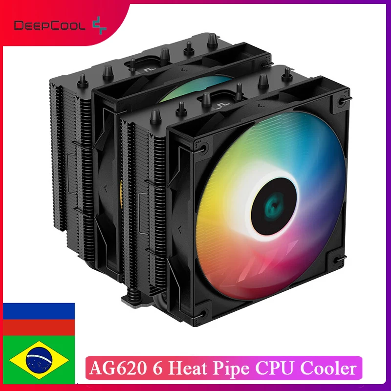 

DeepCool AG620 ARGB CPU Air Cooler Twin Tower 6 Heat Pipe 120mm PWM Radiator Sided Silent Dual Fan For LGA1700 115X AM4 AM5