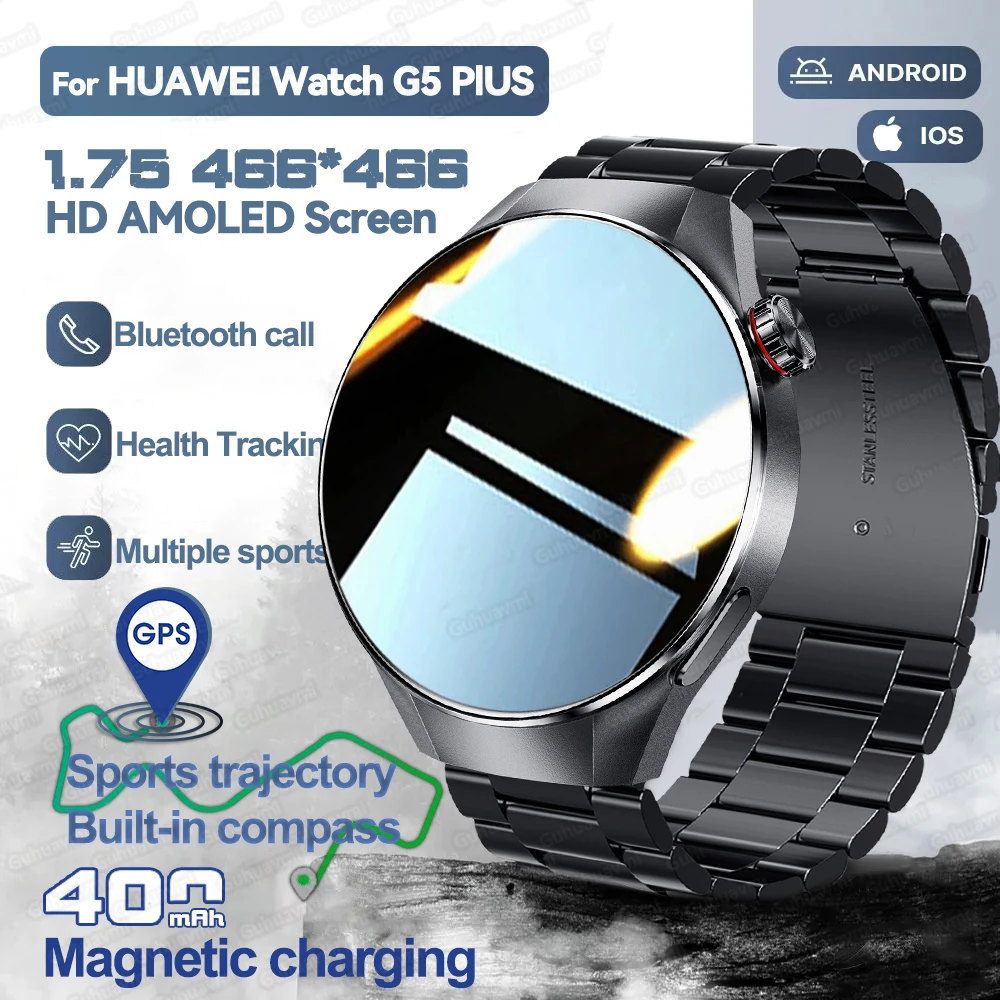 

GT 5 Pro GPS Смарт-часы 460*460 HD Экран Сердечный ритм Здоровье Смарт-часы Компас Высотомер IP68 водонепроницаемые спортивные часы 2025 Новый