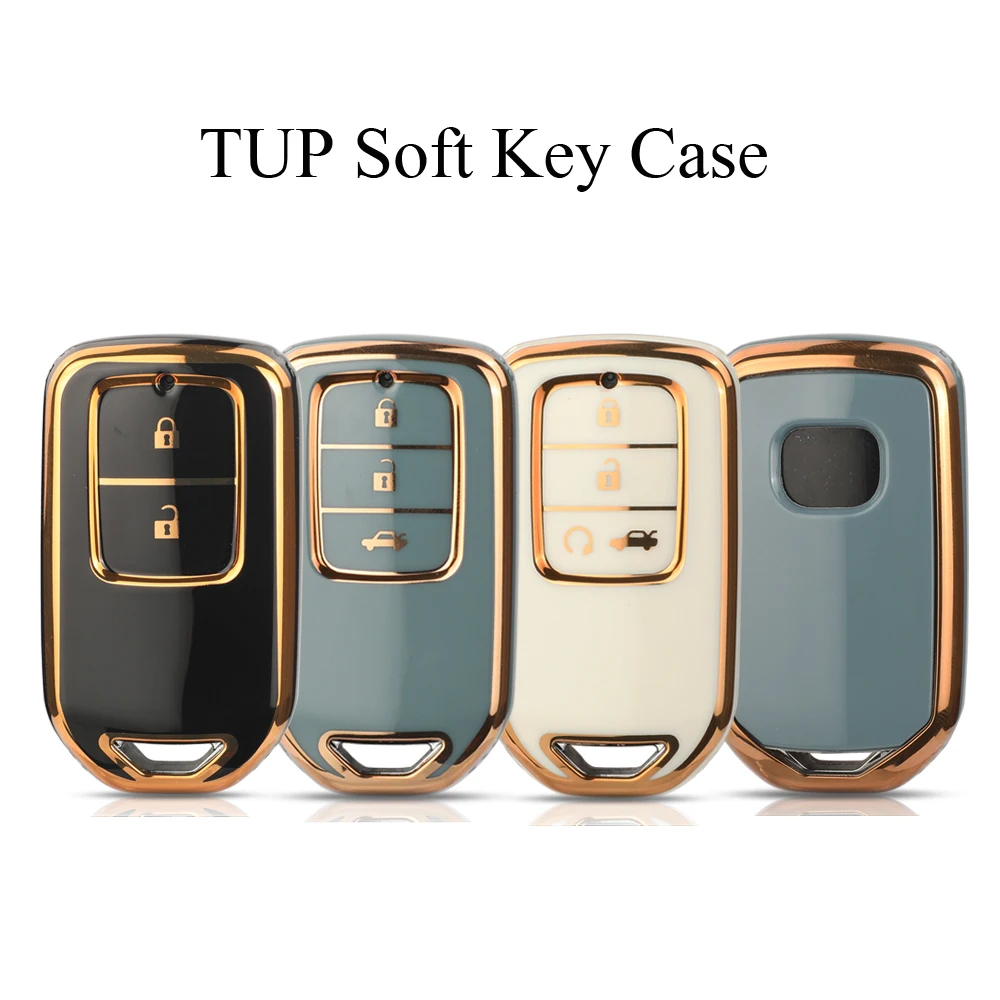 

Jingyuqin 2/3/4 BTN Soft TPU Car Key Case For Honda CRV CR-V Fit Civic Accord HR-V HRV City Odyssey XR-V Protected Keyless Fob