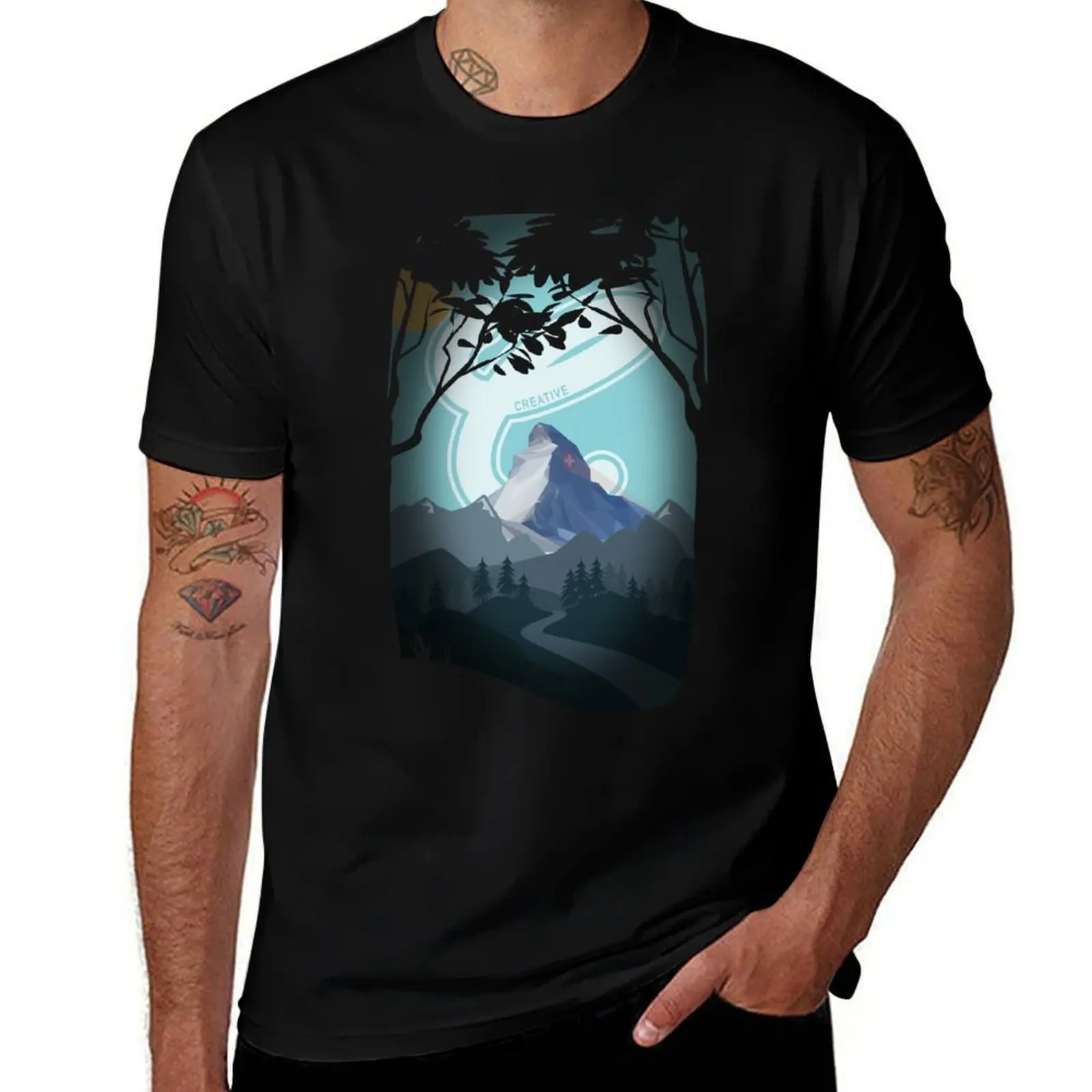 Creative Matterhorn T-Shirt Running Performance Short Sleeve Tee