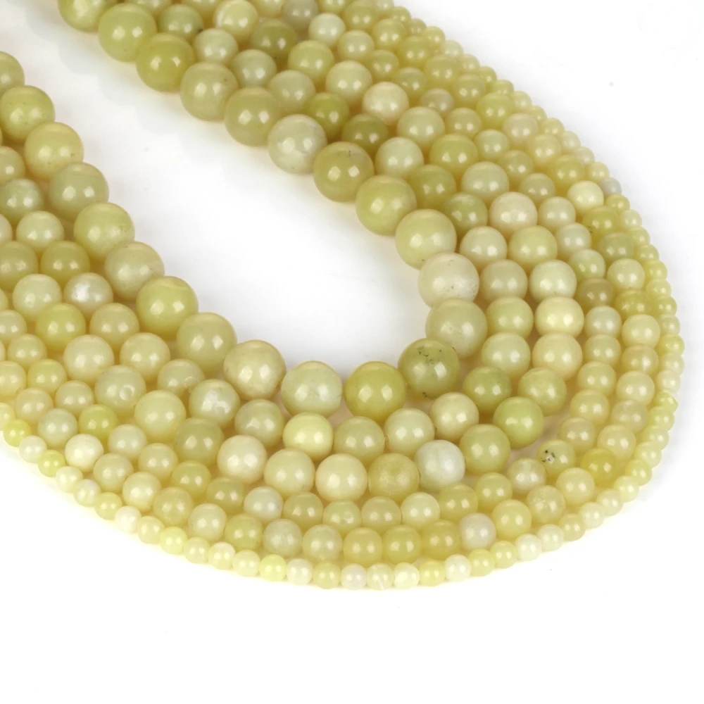 Natursteinperlen 4-12mm Zitronenjade Runde lose Spacer-Perlen für Schmuckherstellung DIY Armbänder Ohrring-Zubehör
