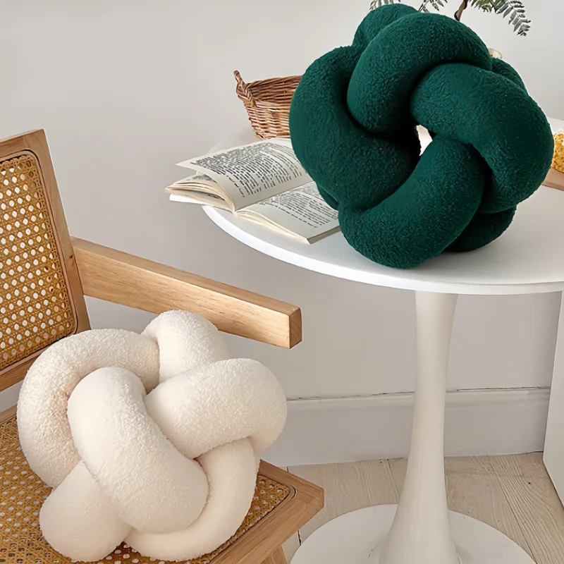 

Woven Knotted Ball Pillow Aesthetic Stuffed Cushion Cute Throw Pillow Gaming Chair Cushion Soft Warm Floor Mat Living Room Decor
