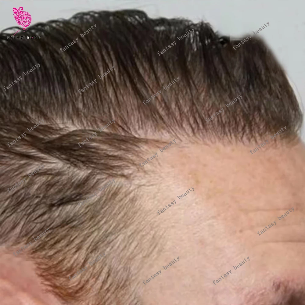

80%Density Ash Blonde #18 Human Hair Undetectable 0.02mm Ultra Thinnest Micro Skin Mens Toupee Vloop Grey 1B50 Capillary Prosthe