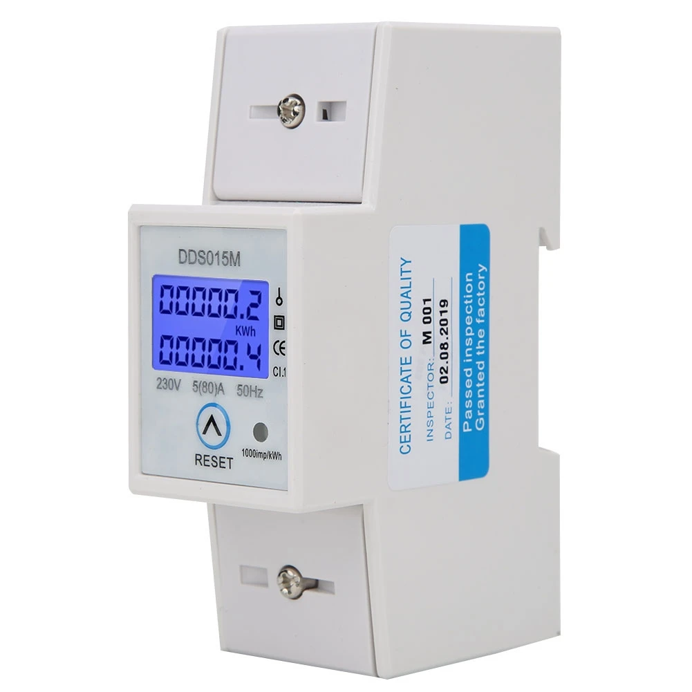 DDS015M Watt Hour Meter Digital Display Single Phase Electric Power Meter Can-bE Reset 230V