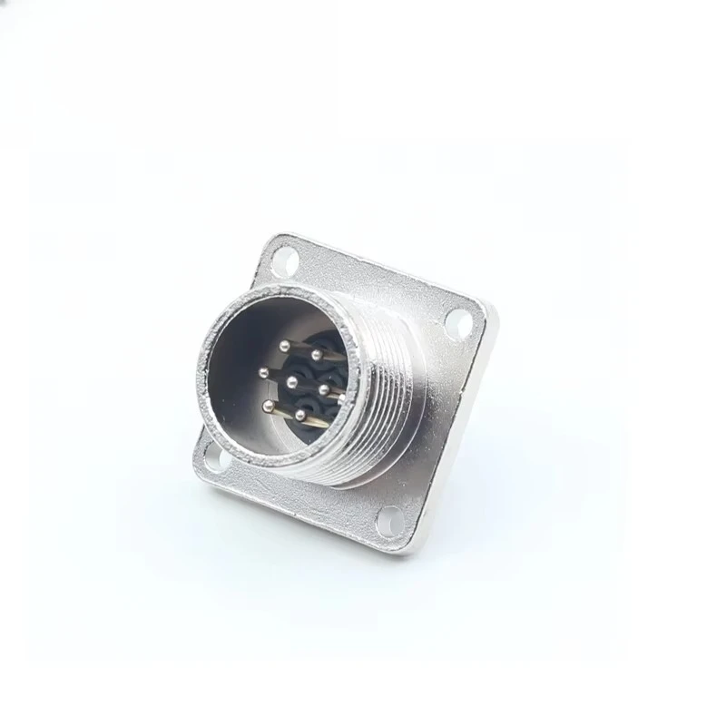 

IP67 7Pin Proportional Solenoid Valve Connector Square Metal Male Panel Mount Socket