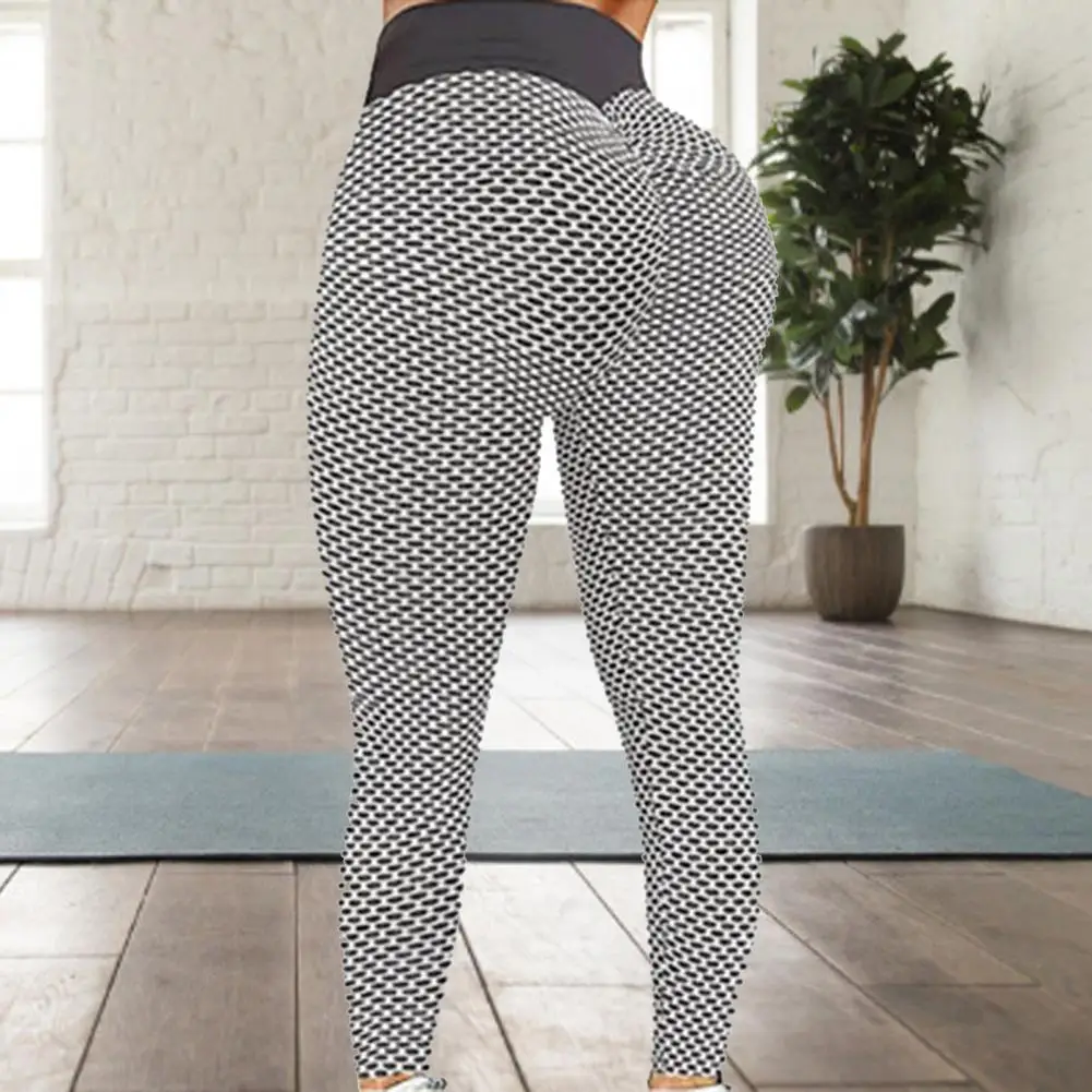 Stylish Women Pants Honeycomb Hip Lift High Waist Stretchy Skinny Leggings Trousers Sports Leggings Pants for Yoga