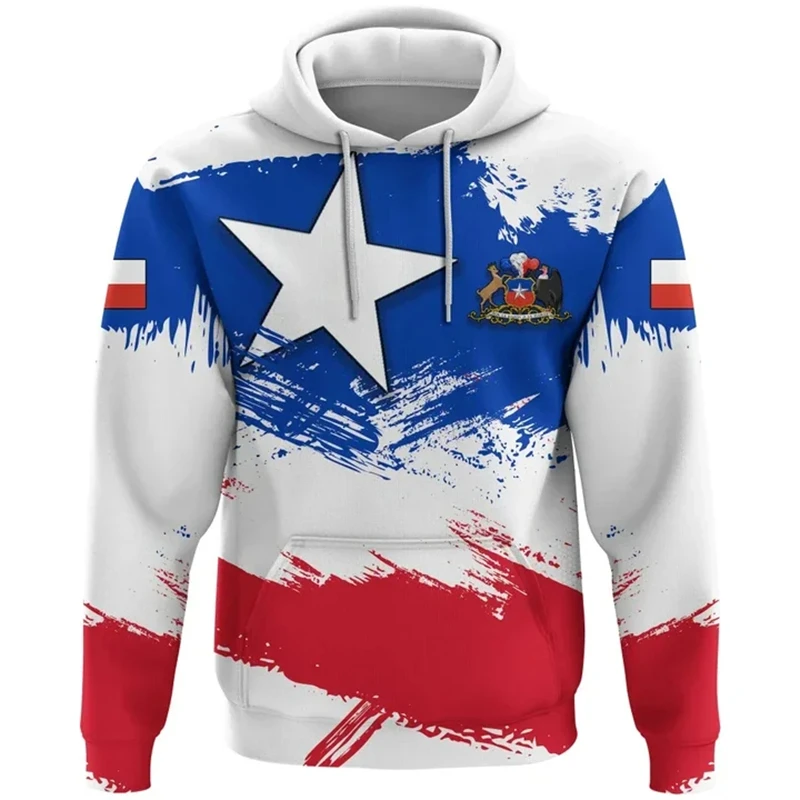 Chile National Emblem Map Flag 3D Printed Graphic Hoodies Men's Women's Chilren Streetwear Sweatshirt Breathable Comfortable Top