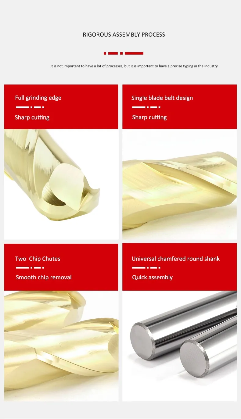 SHAZAM HRC68 Titanlegierung Spezial-Kugelkopffräser-Serie Wolframstahl-Fräser 2-Schneiden Kugelförmiger Hartmetall-Fräser – Detail 4