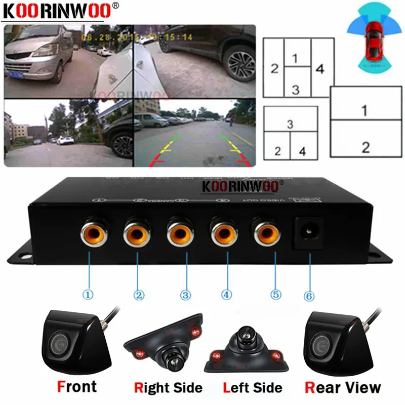 

OOWLIVEE Car Parking Intelligent Split Box For Rear View Camera Around View 360 Front view Camera Right Left Side Mirror Image