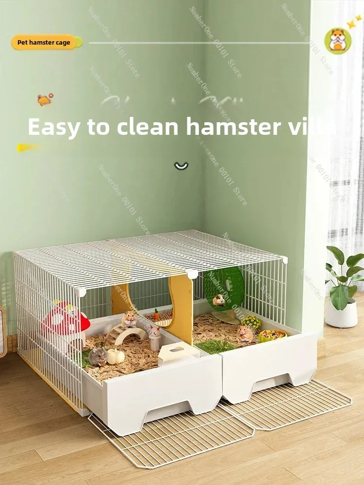 Hamster cage oversized luxury villa easy to clean drawer-type special landscaping feeding box for golden bear and striped mouse