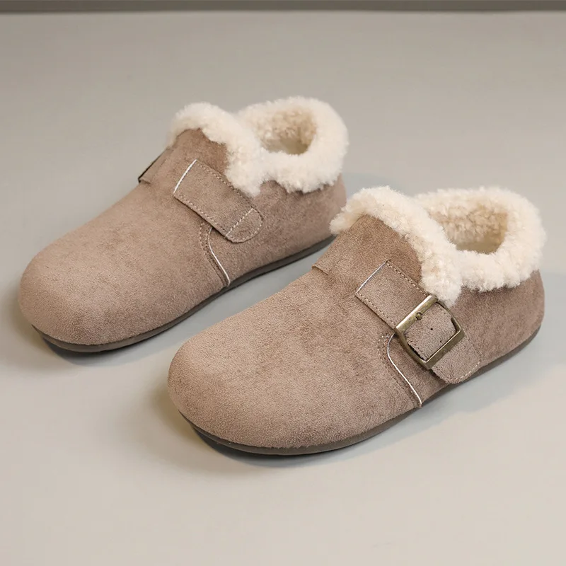 

Autumn and Winter Cotton Shoes Women Flat Shoes High Quality Suede Women Short Boots Comfort Plush Ladies Shoes Zapatos De Mujer