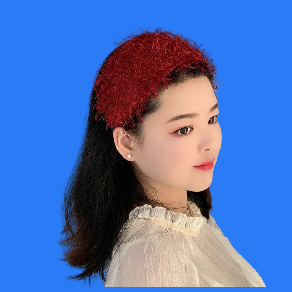 Bandana retrô estilo francês para mulheres, faixa de cabelo diadema, faixa preta, aba larga, capa estilo peludo, acessórios para cabelos grisalhos