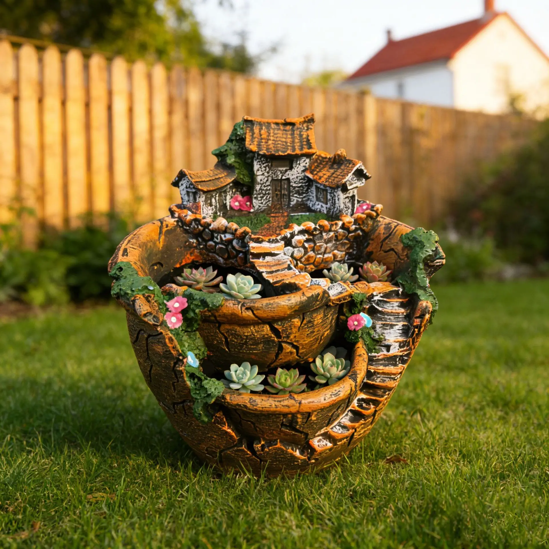 Creative Vintage Hanging Garden Resin Succulent Planter Pot Indoor Outdoor Yard Micro Landscape Decor Tabletop Ornament Gift