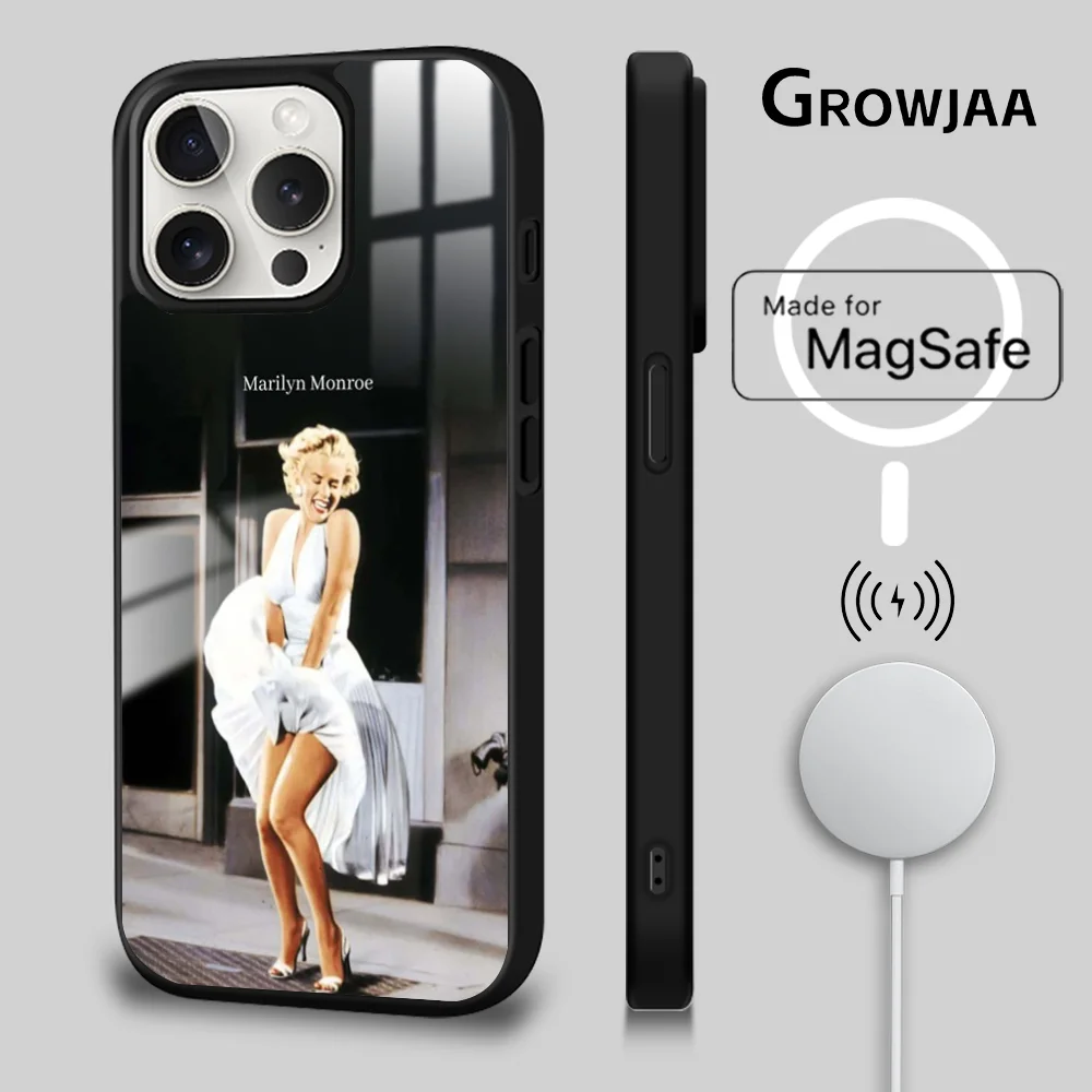 Sexy M-Marilyn M-Mon-roe Phone Case For iPhone 16 15 14 13 12 11 Pro Max Plus Mini Magsafe Mirror Wireless Magnetic Cover