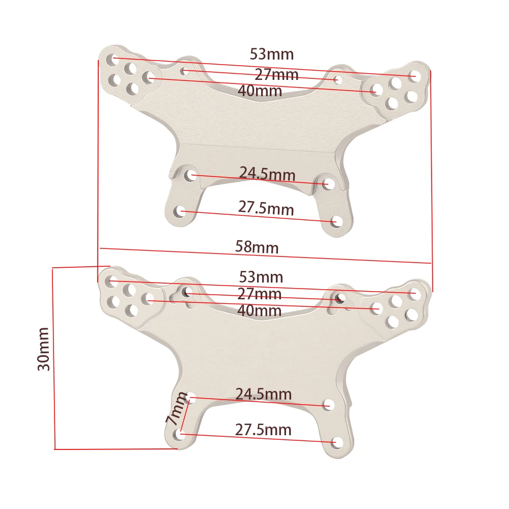 CNC Aluminum Multi‑Hole Front Shock Tower For 1/18 Mini‑T 2.0 RC Car Upgrade Part,Black Red Silver Optional 11.6g