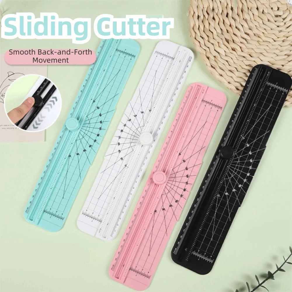 Manual Cutting Paper Cutter Durable Plastic Smooth Paper Trimmer Portable Mini Sliding Trimmer Household Supplies