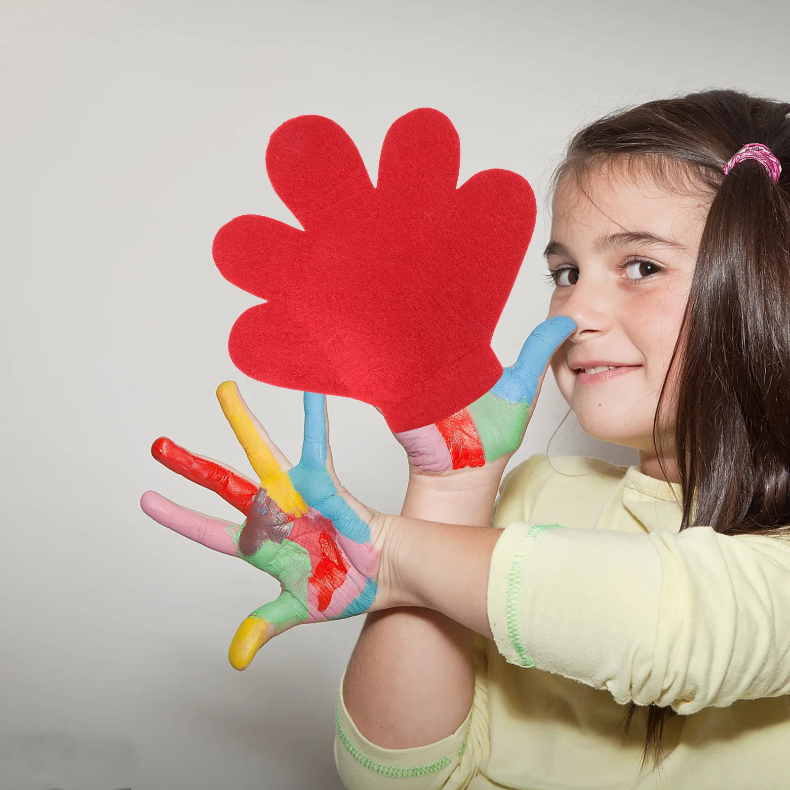 

Five Finger Palm Props 20CM Red Lint Gloves for Kindergarten Dance Sports Event Cheerleading Accessories Portable Party Noise