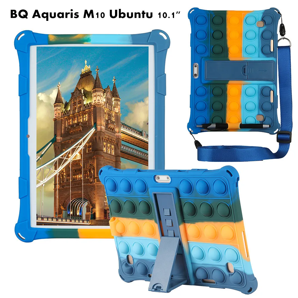 

Push It Bubble Soft Silicon Cover Case for BQ Aquaris M10 Ubuntu Edition 10.1" Tablet Cover Stand Protective Case