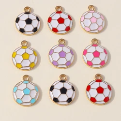 Leslie 10pcs Lovely Enamel Mini Ball Sports Football Charms for Jewelry Making DIY Basketball Soccer Pendant for Dangle Earrings