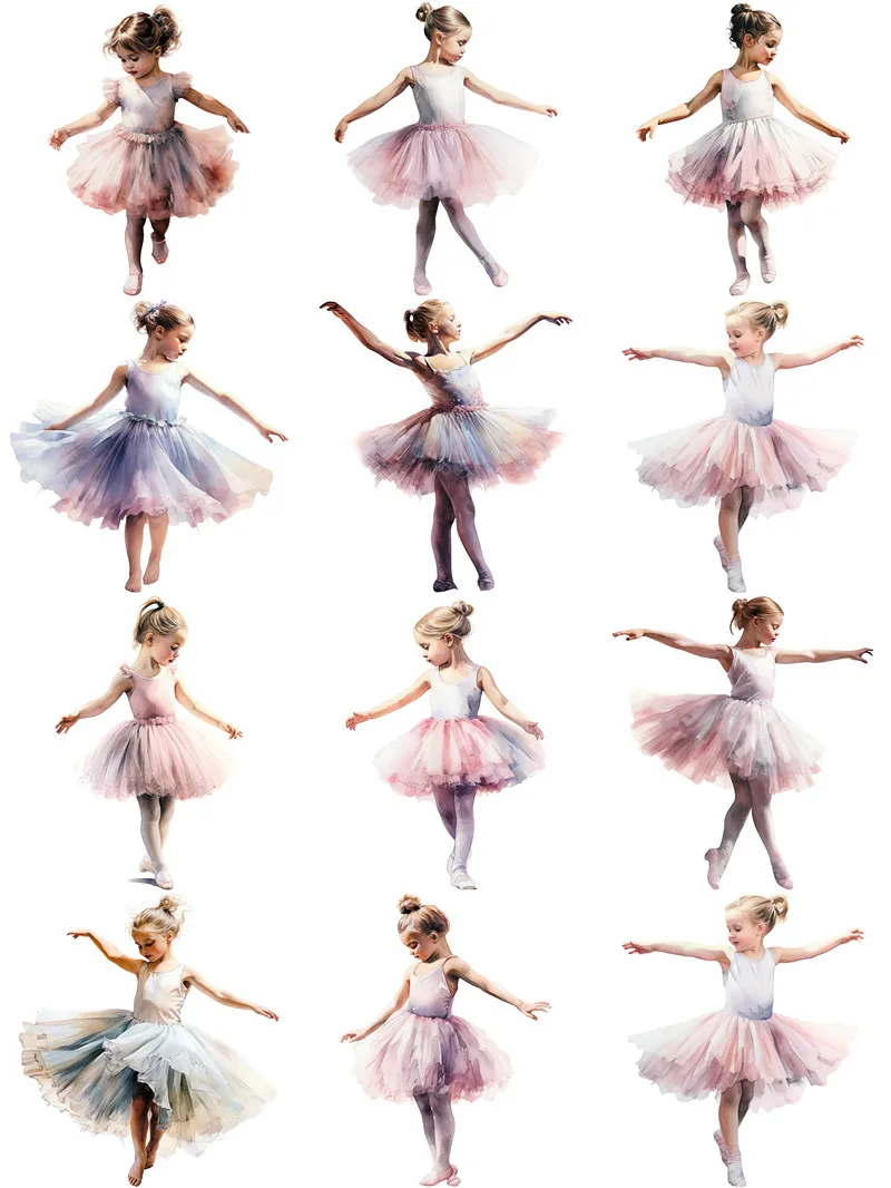 12Pcs/Pack Ballet Girl Sticker DIY Craft Scrapbooking Album Junk Journal Decorative Stickers