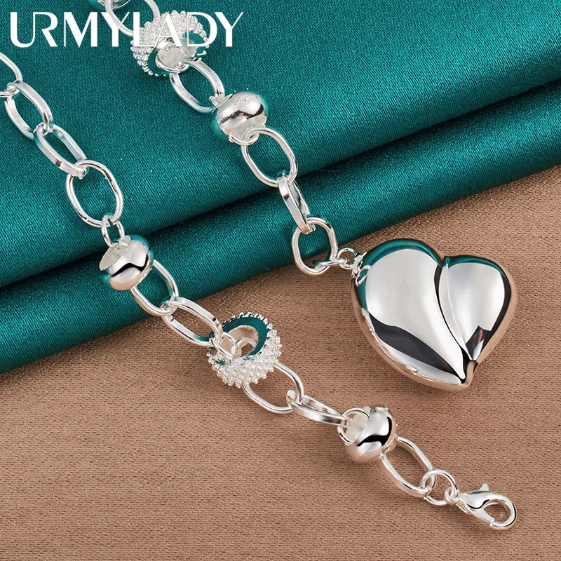 URMYLADY 925 Sterling Silver Heart Pendant Necklace For Women Wedding Party Fashion Charm Jewelry