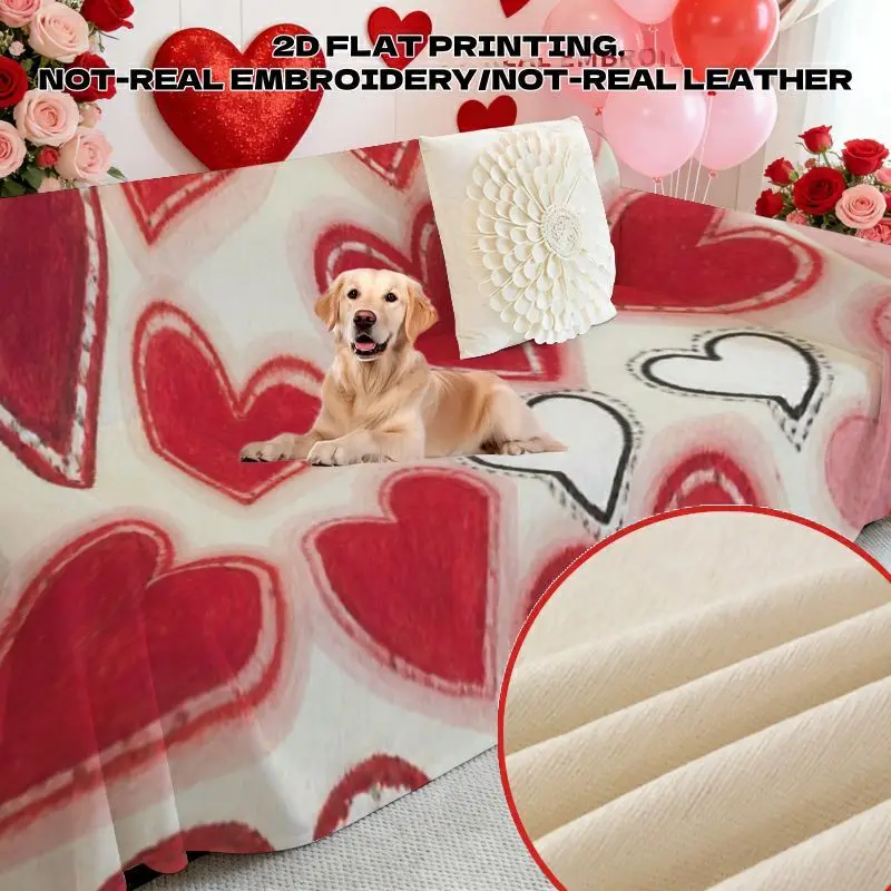 

Плед для дивана из синели ко Дню святого Валентина с ярким узором «Любовь», полный детского и теплого шарма, с узорчатым покрытием для дивана