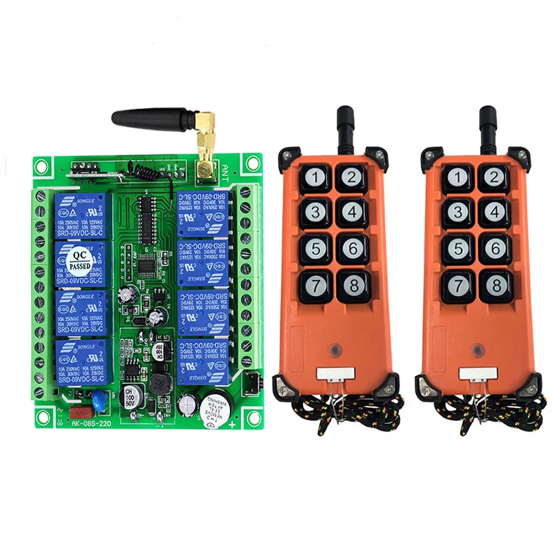 500-2000m DC12V 24V 36V 8CH Wireless Remote Control LED Light Switch Relay Output Radio RF Transmitter And 433 MHz Receiver