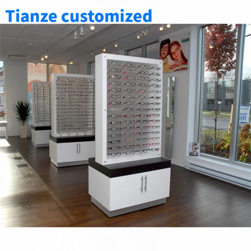 （customized）BespokeMobile Floor Standing Optical Display Stand Eyewear Sunglass Optical Display Cabinets