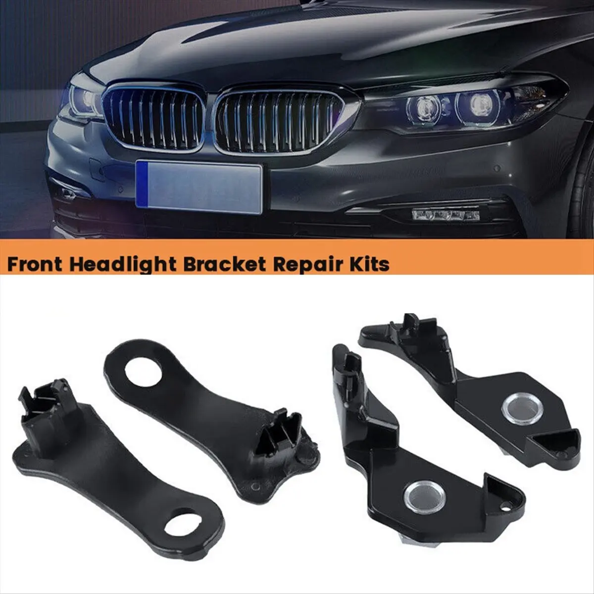 11-1Pair Front Headlight Bracket Repair Kits for BMW E60 E61 525i 530xi 540i 545i 550i 2003-2010 63126941478 63126942478 - view 3