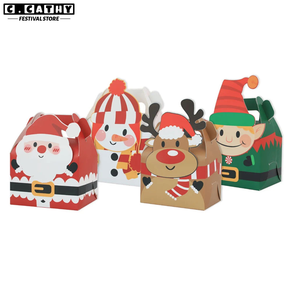 

10/20/50pcs Merry Christmas Candy Cookies Gift Box Santa Claus Cartoon Apple Packing Bags Xmas Party Home Decoration New Year