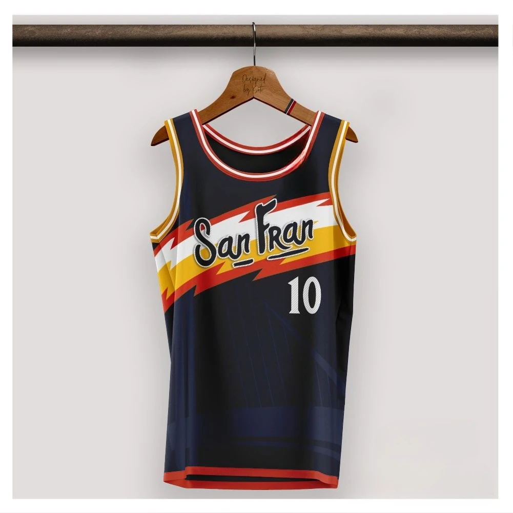 San Fran 10 Retro Lightning Print Basketball Tank Top - American Ventilated Mesh Sleeveless Team Jersey for Men and Women