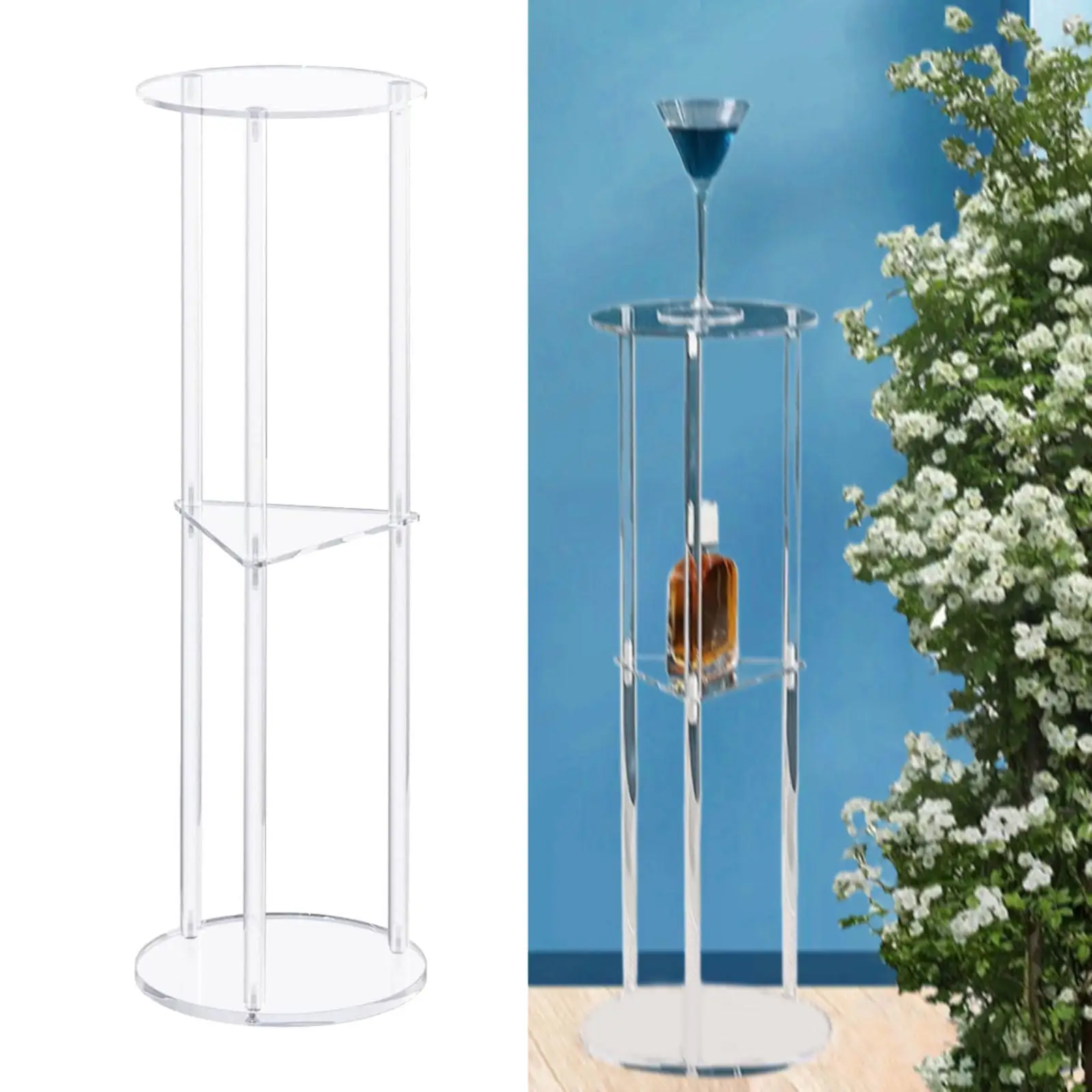 Clear Acrylic Side Table, Acrylic Bedside Table, Small Drink Side, Table Easy Assembly, for Office, Hallway Bathroom Bedroom