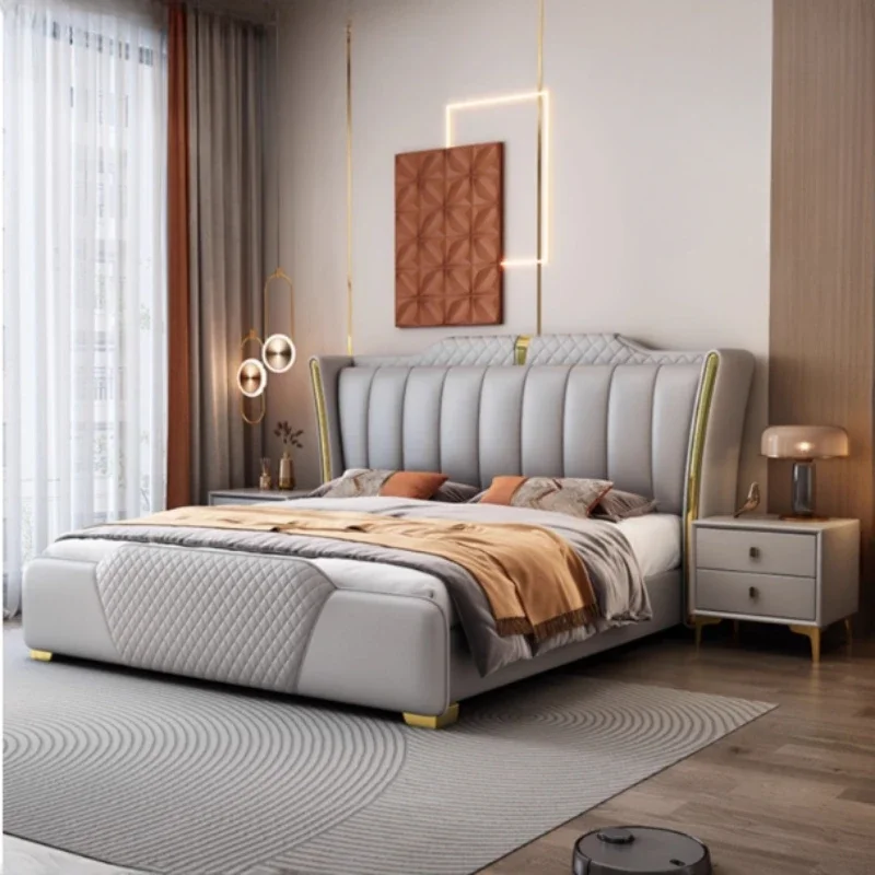 

European Frame Frame Double Bed Pretty Unique King Size Living Room Bed Princess Modern Cama Matrimonial Bedroom Furniture