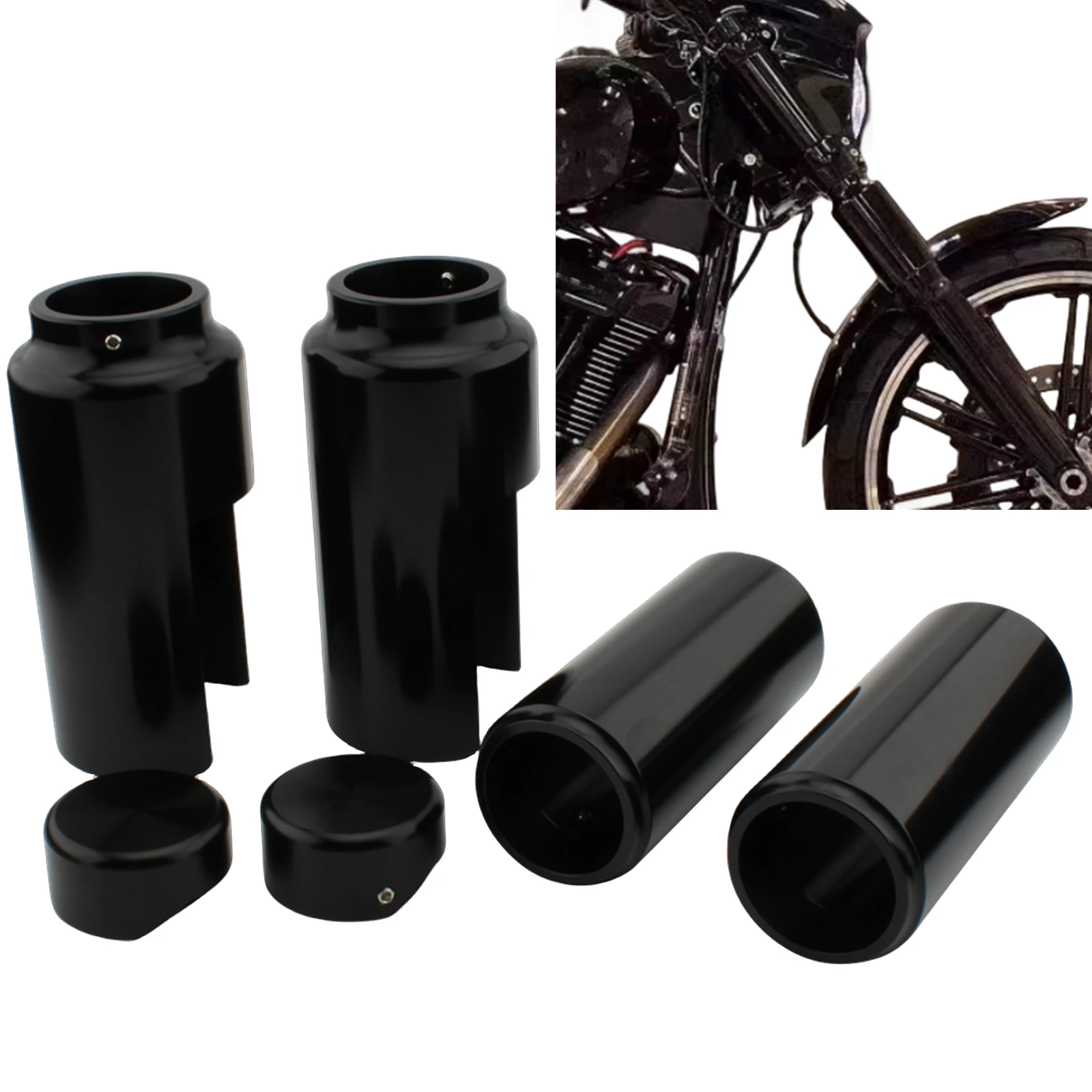 

For Softail Breakout FXBR FXBRS 2018-2023 Motorcycle Upper+Lower Fork Cover Guard Tube Caps