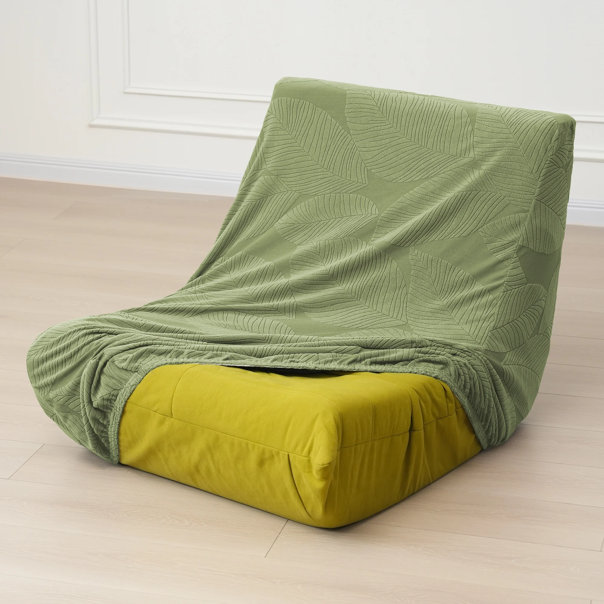 1Pc Leaves Jacquard Stretch Sofa Covers Solid Color Relax Chair Slipcovers Single Lounge Couch Protectors Cover Living Room view 4