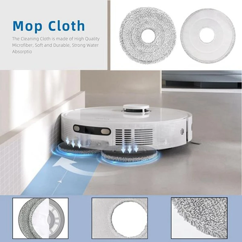 H-W 50PCS For Dreame Mova E30 Ultra/Trouver E30 Ultra Vacuum Replacement Parts Main Side Brush Filter Mop Cloth Dust Bag