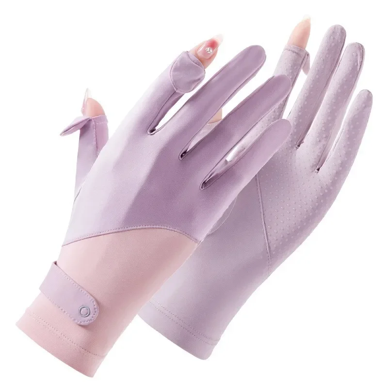 Lady Sunscreen Ice Silk Gloves Female Summer Sun Protection Gloves Fashion Cycling Driving Running Mittens Thin Anti-UV Gloves