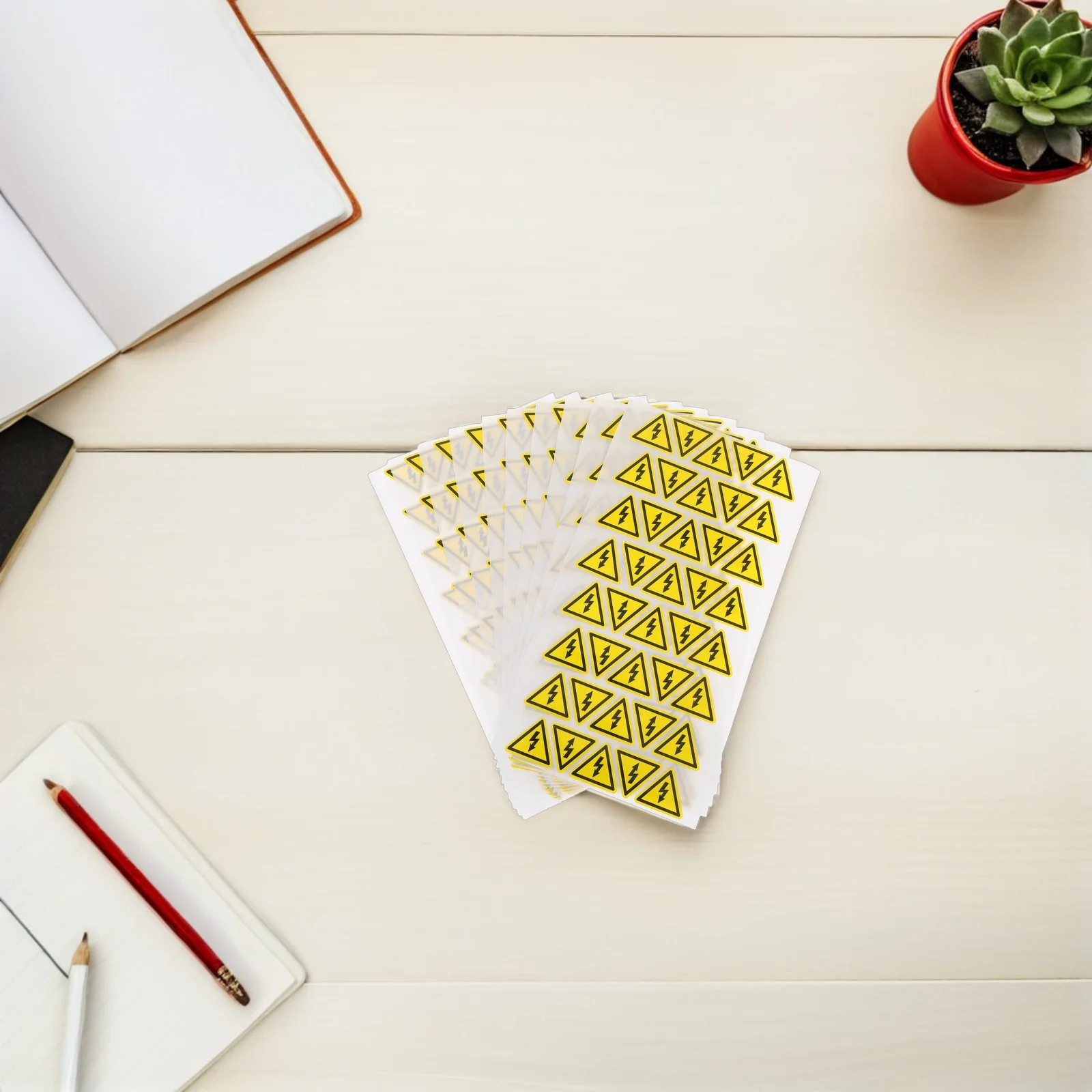 400pcs Triangle Electric Warning Labels Self Adhesive Yellow Caution Stickers Safety Decals Waterproof Durable For Indoor