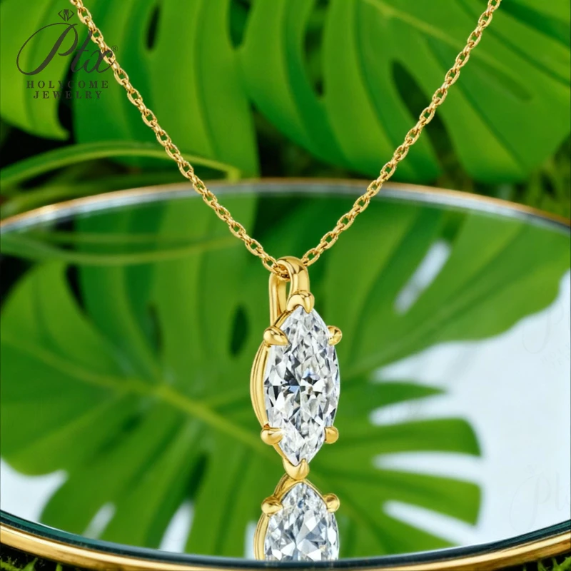 6Prongs Necklaces Marquise Shape Lab Grown Moissanite D Color VVS1 Clarity 925 Sterling Silver High Quality Anniversary Gift