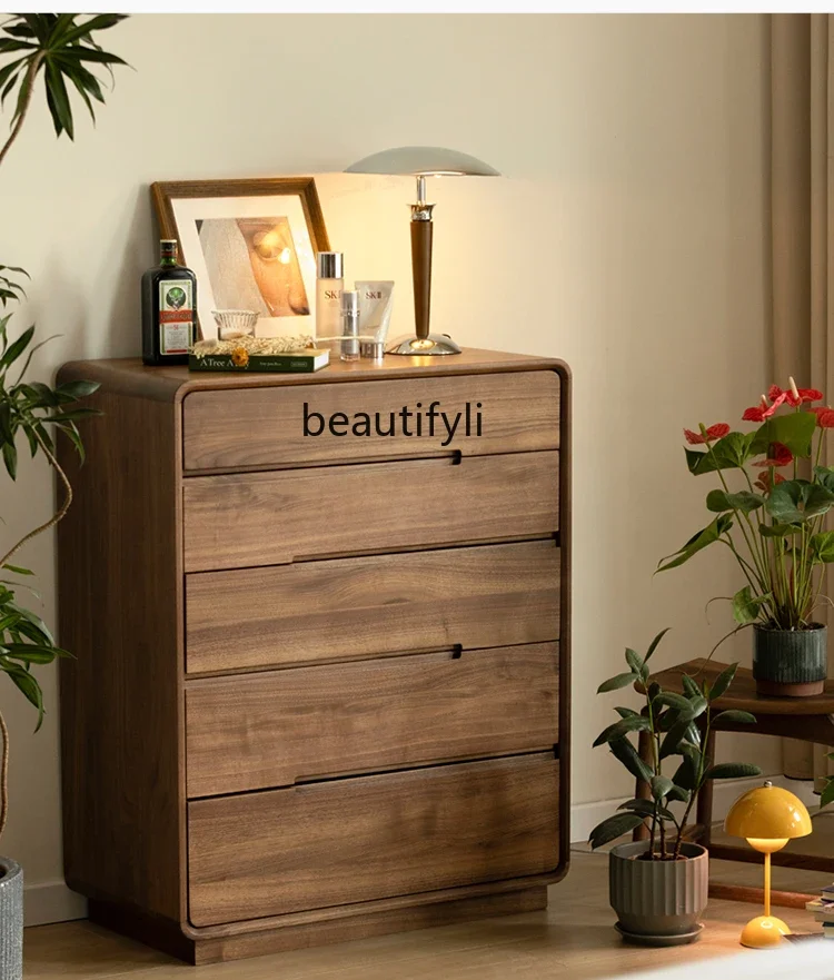 

North American black walnut chest of drawers bedroom, storage, living room, floor drawer storage cabinet