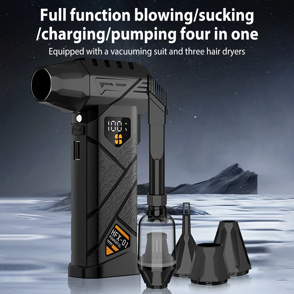 

Беспроводной пылесос-воздуходувка, бесщеточный, для уборки листьев, для мойки автомобилей, пневматический пистолет, 990000 об/мин / 880000 об/мин, портативный турбовентилятор, мощная воздуходувка