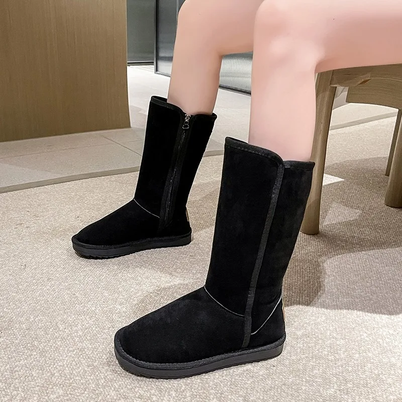 Women Shoe Classic Ladies Girl Winter Snow Boots 2024 Waterproof Warm Genuine Leather Fur Australia Plus Velvet Knee High