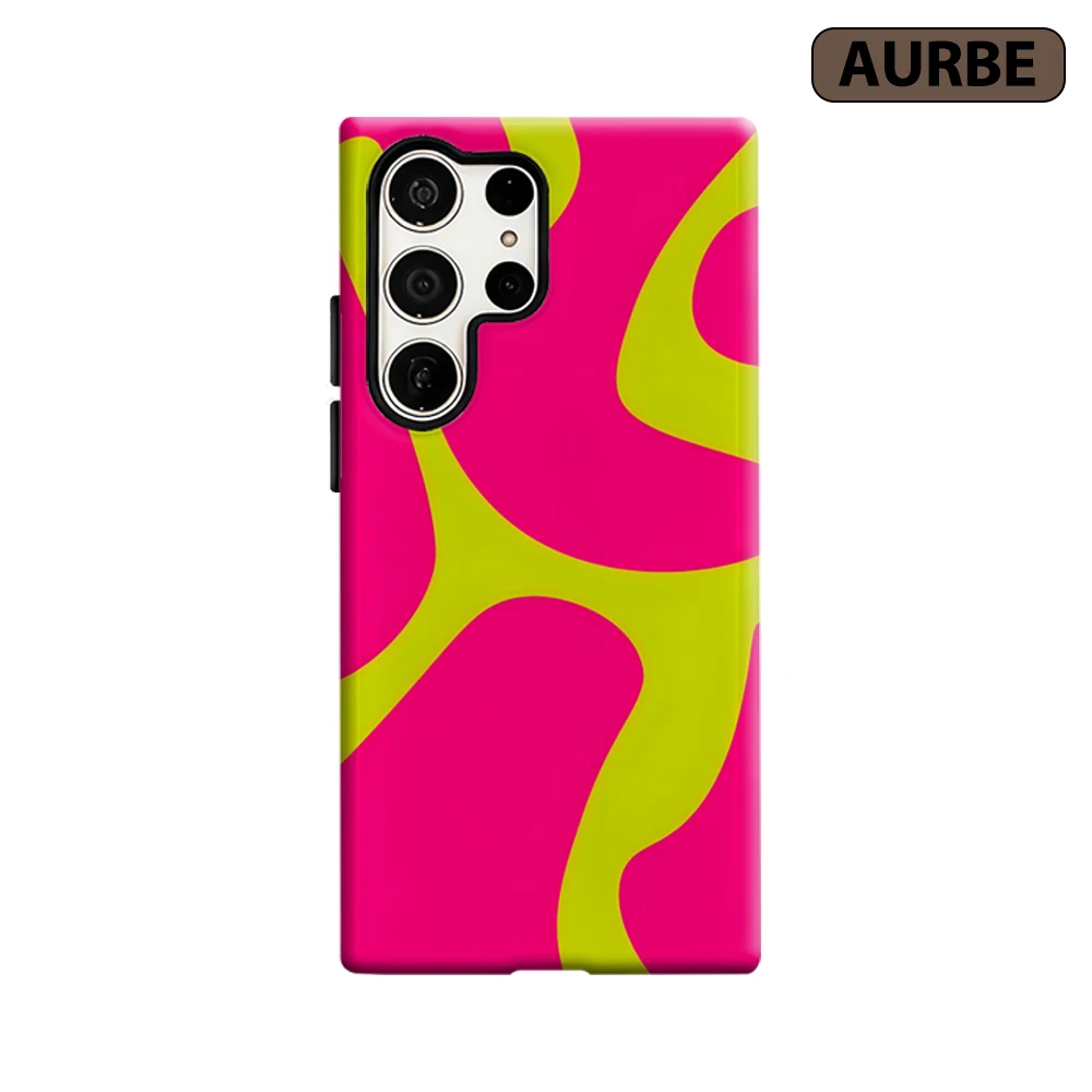 Neon Swirl Phone Case for Samsung Galaxy S26 S25 Ultra S24 S23 Ultra Plus Shockproof Double Layer Tough Back Cover