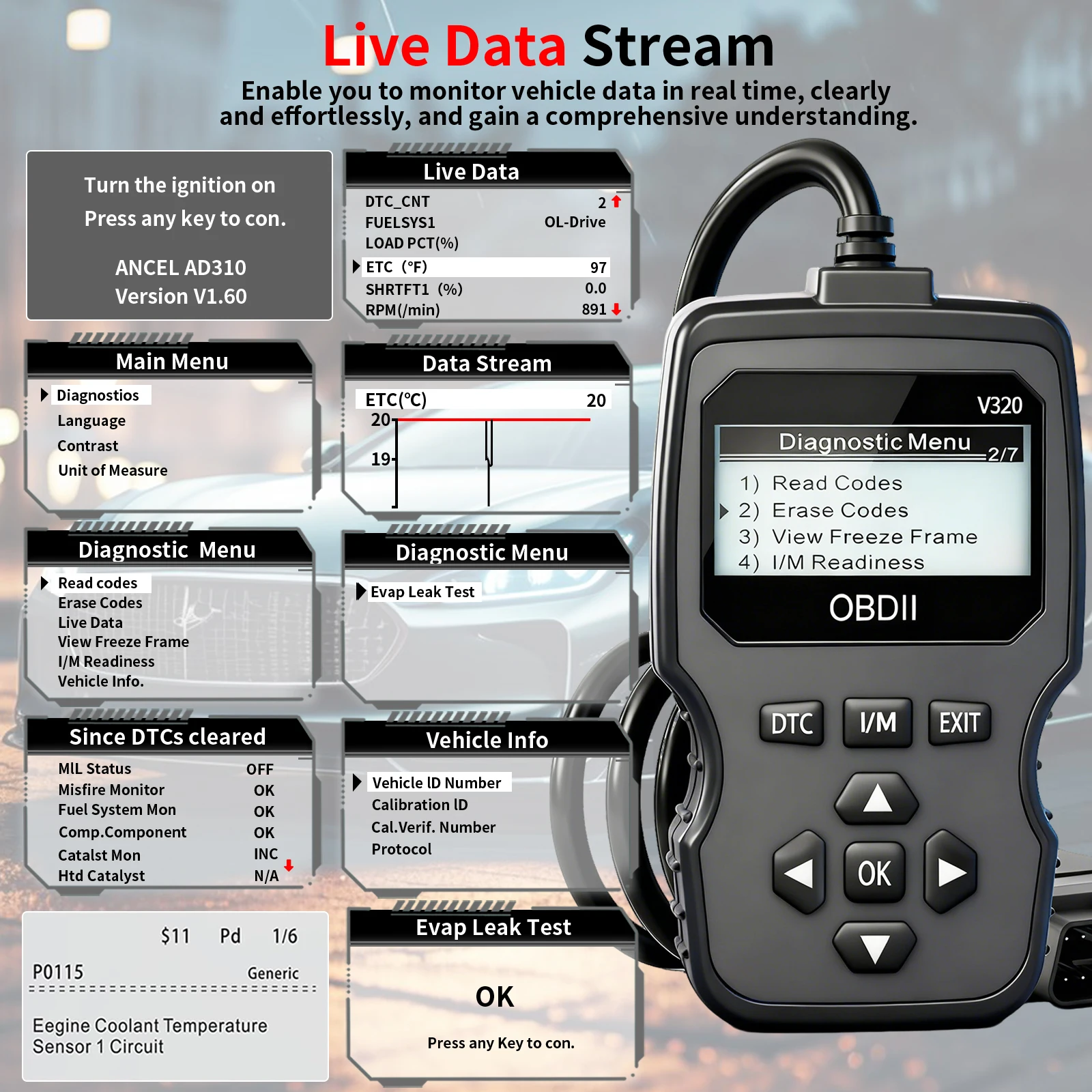 أحدث قارئ رمز الماسح الضوئي Obd2 لعام 2025، أداة الماسح الضوئي لأخطأ محرك السيارة، أداة المسح التشخيصي، قراءة ومسح جميع الرموز الخطأ لمركبات بروتوكول Obdii/Eobd بعد عام 1996، لا يتطلب بطارية #3