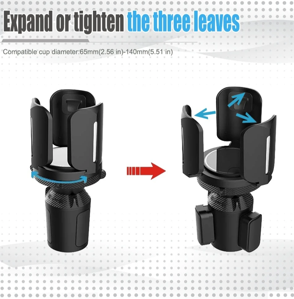 Universal Adjustable Car Cup Holder Expander, Multifunctional Extendable Drink Coaster Base for Larger Cups & Water Bottles